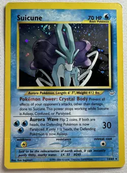 SWIRL 2001 Pokemon Suicune 14/64 Neo Revelation Holo LP/MP - Image 1