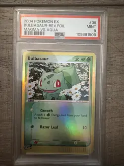 Pokemon 2004 EX Team Magma vs Team Aqua #39 Bulbasaur Reverse Foil PSA 8 - Image 1