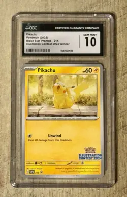 Pokemon TCG Pikachu #214 Illustration Contest Winner BSP 2024 CGC 10 GEM MINT - Image 1