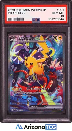 Pokemon 2023 Pikachu ex 001/030 WCS23 Stamp Japanese GEM MINT PSA 10 - Image 1