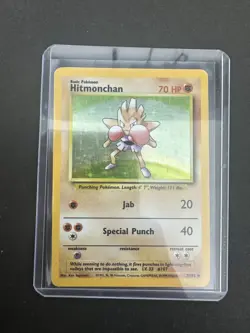 Pokemon TCG Hitmonchan Base Set 7/102 Holo 1999-2000 Wizards Base Set Copyright - Image 1