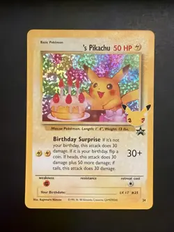 Pokemon TCG Celebrations Pikachu Holo Ultra Rare Birthday Card 25th Anniversary - Image 1