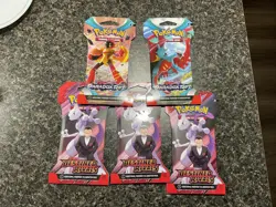 5 Sleeved Pokemon Card Packs Scarlet & Violet Destined Rivals/Paradox Rift - Image 1