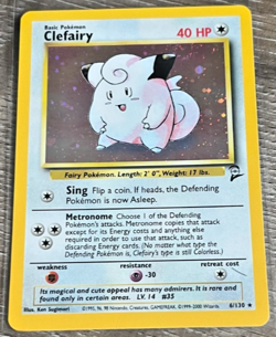 POKEMON BASE SET 2 CLEFAIRY 6/130 HOLO CARD - Image 1