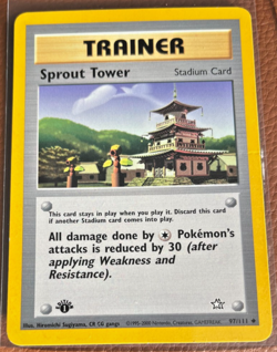 POKEMON NEO GENESIS 1ST EDITION SPROUT TOWER 97/111 CARD - Image 1