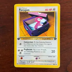 1st Edition Porygon 48/82 Uncommon Team Rocket Pokemon Card - Image 1