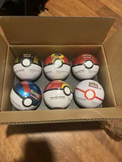 6 x Pokemon TCG Pokeball Tins - 18 Booster Packs Factory Sealed Costco Confirmed - Image 1