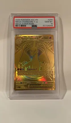 2026 POKEMON PSA 10 ASCENDED HEROES MEGA CHARIZARD Y EX GOLD HYPER RARE - Image 1