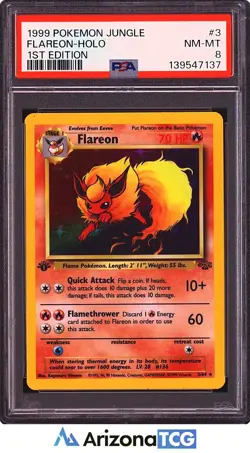 Pokemon 1999 Flareon 3/64 Holo 1st Edition Jungle PSA 8 - Image 1