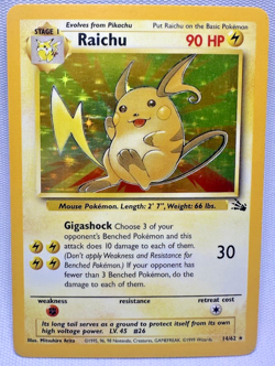 1999 Pokemon TCG Raichu Fossil Holo Rare 14/62 LP/MP - Image 1