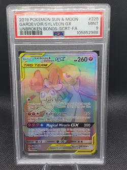 2019 POKEMON SUN & MOON UNBROKEN BONDS FULL ART/GARDEVOIR & SYLVEON GX PSA 9 - Image 1