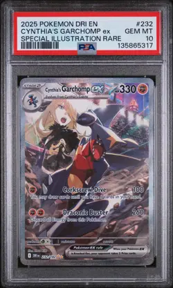 2025 POKEMON DRI EN-DESTINED RIVALS #232 CYNTHIA'S GARCHOMP EX PSA 10 - Image 1