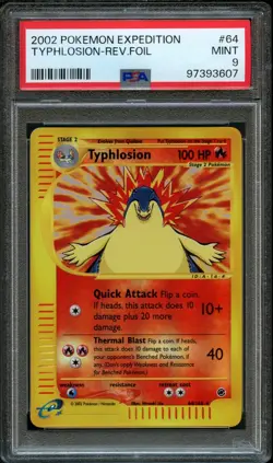 Pokemon TYPHLOSION Reverse Holo Rare #64 | PSA 9 Mint | Expedition 2002 - Image 1