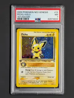 2000 POKEMON NEO GENESIS PICHU-HOLO 1ST EDITION PSA 7 NM #12/111 - Image 1