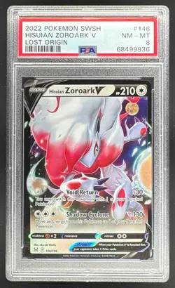 9936 Hisuian Zoroark V 2022 Pokemon Sword & Shield Lost Origin #146 PSA 8 - Image 1
