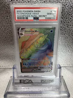 PSA 10 Drednaw VMAX 075/073 Champion's Path Secret Rare FA Holo Pokemon 2020 - Image 1