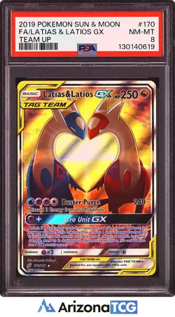 Pokemon 2019 Latias & Latios GX 170/181 Alt Art Team Up PSA 8 - Image 1