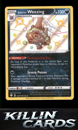Galarian Weezing SV077/SV122 Pokemon Shiny Holo Rare Shining Fates: Shiny Vault - Image 1