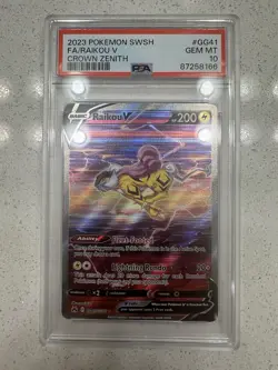 2023 Pokemon TCG Raikou V Crown Zenith GG41/GG70 Holo Ultra Rare PSA 10 Gem Mint - Image 1