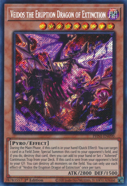 [SECRET] YuGiOh - Veidos the Eruption Dragon of Extinction - NM/M PHNI-EN090 1st - Image 1