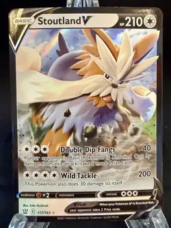 Stoutland V 117/163 Battle Styles Ultra Rare Pokemon Card LP Holo Sword & Shield - Image 1