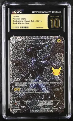 CGC 10 PRISTINE Zekrom 2021 Celebrations 114/114 Holo Pokemon Card - Image 1