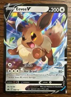 Eevee V 108/159 - Pokemon Crown Zenith Sword & Shield Ultra Rare Card - NM - Image 1