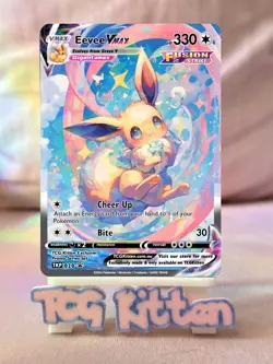 *CUSTOM* Eevee VMAX TKP020 Cracked Ice Holo Handmade Proxy Card TCGKITTEN - Image 1