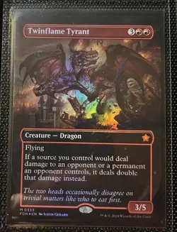 MTG Twinflame Tyrant Borderless Foil Foundations 395 - Image 1
