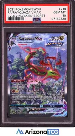 Pokemon 2021 Rayquaza VMAX 218/203 Full Art SR Evolving Skies GEM MINT PSA 10 - Image 1