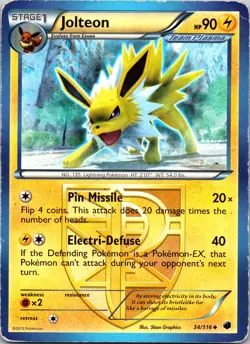Jolteon (Team Plasma) 34/116 Plasma Freeze MP Pokemon TCG - Image 1