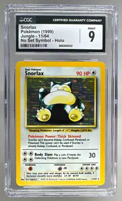 Snorlax NO SYMBOL ERROR Holo Jungle 11/64 Pokemon CGC 9 MINT - Image 1