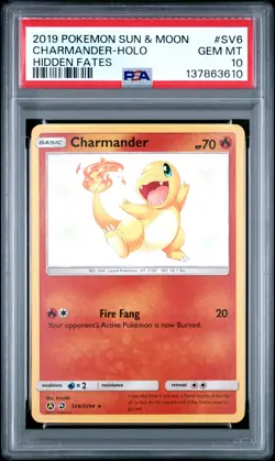 2019 Pokemon Hidden Fates Charmander-Holo #SV6 GEM MT PSA 10 - Image 1
