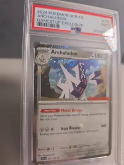 (SWIRL)2024 Pokemon SCR EN-Stellar Crown GamestopExclusive #107 Archaludon PSA 9 - Image 2