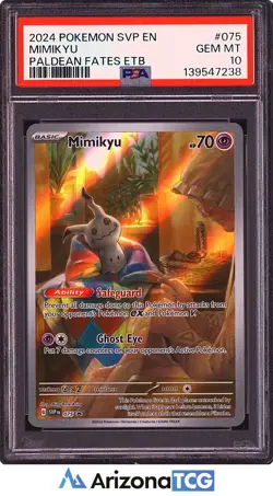 Pokemon 2024 Mimikyu 075 Promo Paldean Fates ETB GEM MINT PSA 10 - Image 1