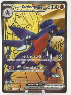 Pokemon TCG Cynthia's Garchomp EX 215/182, NM-Ultra Rare, Destined Rivals - Image 1