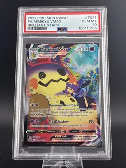 2022 Pokemon Mimikyu VMAX Brilliant Stars TG17/TG30 FA PSA 10 - Image 1
