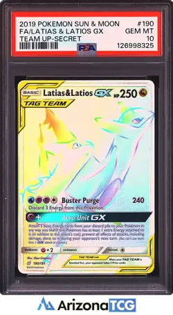 Pokemon 2019 Latias & Latios GX 190/181 Alt Art SR Team Up GEM MINT PSA 10 - Image 1