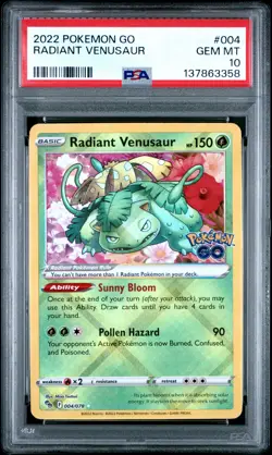 2022 Pokemon Go Radiant Venusaur #004 GEM MT PSA 10 - Image 1