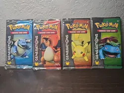 Pokemon TCG Generations Booster Pack Complete Art Set Factory Sealed (4 Packs) - Image 1
