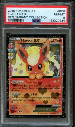 2016 POKEMON XY GENERATIONS RADIANT COLLECTION #RC6 FLAREON EX PSA 8 NEAR MINT - Image 1