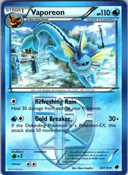 Vaporeon (Team Plasma) 20/116 Plasma Freeze Pokemon NM Normal - Image 1