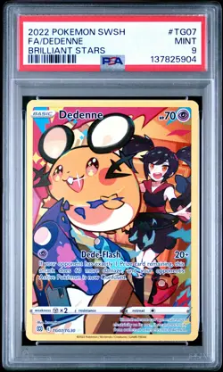 2022 POKEMON SWORD & SHIELD BRILLIANT STARS #TG07 FULL ART/DEDENNE PSA 9 - Image 1