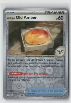 Antique Old Amber #154/165 Sv Scarlet & Violet 151 Reverse Holo Pokemon TCG NM - Image 1