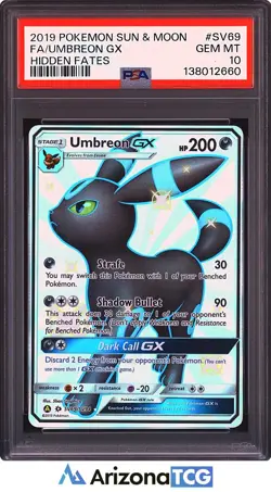 Pokemon 2019 Shiny Umbreon GX SV69/SV94 Full Art Hidden Fates GEM MINT PSA 10 - Image 1