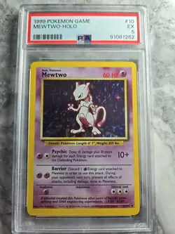 1999 POKEMON GAME BASE SET #10 MEWTWO-HOLO PSA 5 - Image 1