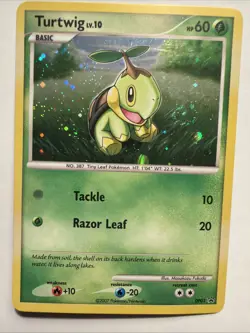 Pokemon Turtwig #DP01 Holo SWIRL Diamond & Pearl TCG LP - Image 1
