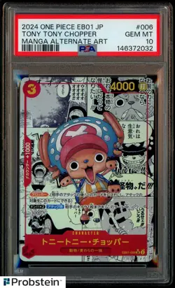 2024 One Piece EB01 Japanese #006 Tony Tony Chopper Manga Alternate Art PSA 10 - Image 1