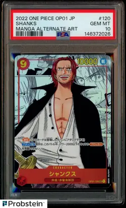 2022 One Piece OP01 Japanese Manga Alternate Art #120 Shanks PSA 10 GEM MINT - Image 1