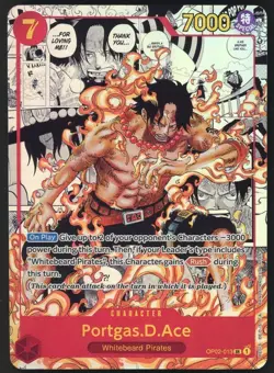 ONE PIECE Card Portgas D.Ace Manga Alt Art OP02-013 SR Paramount War NM - Image 1